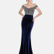 Women's Glamorous Off Shoulder Lace Colorblock Maxi Evening Dress Navy Clothing Wholesale Market -LIUHUA