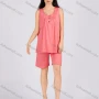 Wholesale Women's Casual Plain Ruched Button Front Scoop Neck Tank Top With Shorts 2 Piece Pajamas Lounge Set 0132# preview