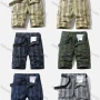 Wholesale Men's Casual Vertical Stripe Multiple Pockets Shorts With Belt 28251# preview