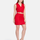 Women's Sexy Plain Sleeveless Pearl Decor Crop Top 2-piece Set 531# Red Clothing Wholesale Market -LIUHUA