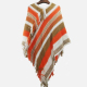 Women's Fashion Vintage V Neck Tribal Striped Tassel Cape Orange Clothing Wholesale Market -LIUHUA