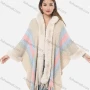 Wholesale Women's Fashion Causal Fuzzy Collar Thermal Splicing Color Tassel Cape preview