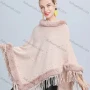 Wholesale Women's Fashion Causal Fuzzy Collar Thermal Tassel Cape preview
