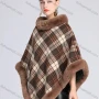Wholesale Women's Fashion Casual Fuzzy Collar Gingham Cape preview