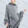 Wholesale Women's Fashion Causal Fuzzy Collar Thermal Floral Tassel Cape preview