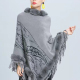 Women's Fashion Causal Fuzzy Collar Thermal Floral Tassel Cape Gray Clothing Wholesale Market -LIUHUA