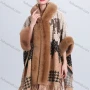 Wholesale Women's Fashion Casual Fuzzy Collar Tassel Plaid Houndstooth Cape preview