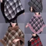 Wholesale Women's Fashion Causal Fuzzy Collar Thermal Gingham Cape preview