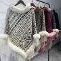 Wholesale Women's Vintage Casual Fuzzy Collar Tribal Print Tassel Cape preview