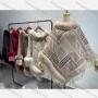 Wholesale Women's Fashion Casual Fuzzy Collar Striped Tassel Cape preview