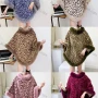 Wholesale Women's Fashion Causal Fuzzy Collar Thermal Leopard Cape preview