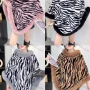 Wholesale Women's Fashion Causal Fuzzy Collar Thermal Zebra Stripe Cape preview