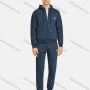 Wholesale Men's Athletic Workout Plain Zip Long Sleeve Zipper Pockets Hoodie & Ankle Length Jogger 2 Piece Sports Set preview