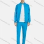 Wholesale Men's Athletic Workout Striped Zip Long Sleeve Jacket & Short Sleeve Mock Neck Tee & Ankle Length Jogger 3 Piece Set preview