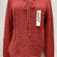 Women's Casual Tie Neck Long Sleeve Ripped Plain Knit Sweater 60858# 520# Clothing Wholesale Market -LIUHUA