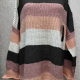 Women's Casual Striped Colorblock Crew Neck Long Sleeve Rolled Hem Knit Sweater 9854# 508# Clothing Wholesale Market -LIUHUA