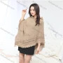Wholesale Women's Casual Plain Scarf Hem Tassel Trim Hollow Out Hooded Cape preview