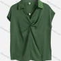 Wholesale Women's Summer Plain Pearl Embellish Casual Satin Collared Top Leisure Shirt 8808# preview