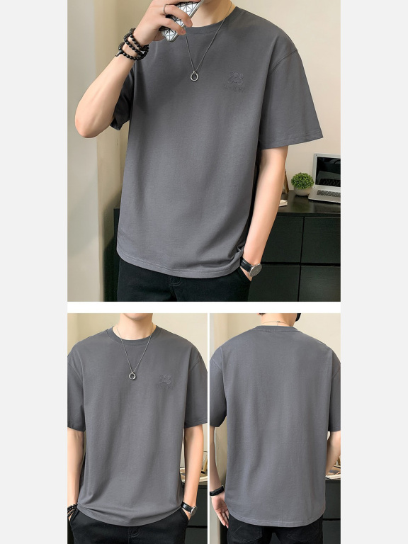 Men's Casual Plain Round Neck Short Sleeve T-Shirt, Clothing Wholesale Market -LIUHUA, Men, Men-s-Tops, Men-s-Hoodies-Sweatshirts