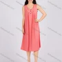 Wholesale Women's Casual Plain Ruched Button Front Scoop Neck Tank Midi Nightgown 1132# preview