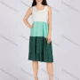Wholesale Women's Casual Ruched Splicing Colorblock Scoop Neck Ruffle Hem Tank Night Dress 1010# preview
