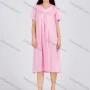 Wholesale Women's Casual Ruched Plain V Neck Short Sleeve Midi Nightgown 1153# preview