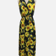 Women's Casual V Neck Sleeveless Shirred Peplum Wrap Floral Dress 003# Yellow Clothing Wholesale Market -LIUHUA
