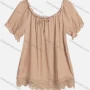 Wholesale Women's Casual Crew Neck Ruffle Sleeve Lace Up Guipure Lace Blouse RL-06# preview