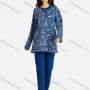 Wholesale Women's Henley Collar Allover Print Long Sleeve Lounge Pajama 2 Piece Set preview