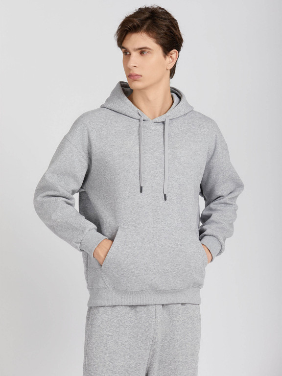 Men's Casual Plain Long Sleeve Drawstring Pullover Hoodie With Kangaroo Pocket 681#, Clothing Wholesale Market -LIUHUA, All Categories