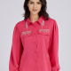 Women's Casual Plain Rhinestones Fringes Fake Pockets Long Sleeve Curved Hem Shirt LL-33032# Coral Pink Clothing Wholesale Market -LIUHUA