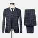 Men's Formal Lapel Plaid Single Breasted Blazer & Waistcoat & Pants 3-piece Suit Set Blue Clothing Wholesale Market -LIUHUA