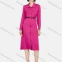 Wholesale Women's Business Casual Long Sleeve Plain Knee Length Shirt Dress With Belt preview