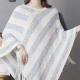 Women's Fashion Causal V Neck Striped Tassel Cape Gray Clothing Wholesale Market -LIUHUA