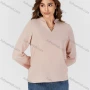 Wholesale Women's Casual Plain Pearl Necklace Decor Notched Collar Long Sleeve Blouse 2501# preview