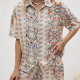 Women's Casual Vintage Print Short Sleeve Buttons Down Half sleeve Shirt & Shorts 2 Piece Set ZX-66# Custom Color Clothing Wholesale Market -LIUHUA