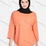 Wholesale Women's Casual Crew Neck 3/4 Sleeve Plain Curved Hem Blouse 1400-Orange# preview