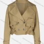 Wholesale Women's Casual Plain Lapel Double Breasted Long Sleeve Flap Pockets Drawstring Crop Trench Coat Jacket preview