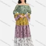 Wholesale Women's Casual Off Shoulder Bell Sleeve Lace Up Floor Length Dress A1336# preview