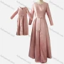 Wholesale Women's & Girl's Elegant Plain Notched Collar Bow Knot Ruffle Hem 2 Pieces Dress With Belt preview