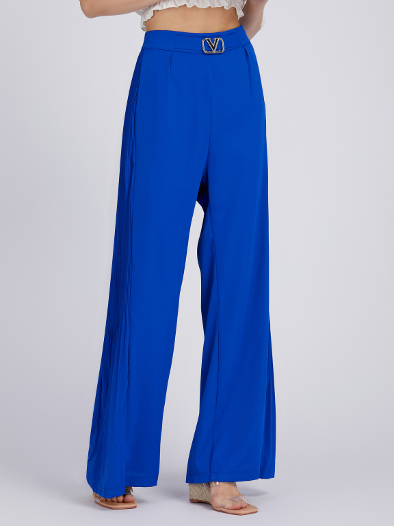 Women's Casual Fashionable High Waist Plain Pleated Wide Leg Pants LL-33030#, Clothing Wholesale Market -LIUHUA, Women, Women-s-Outerwear, Cape-Poncho