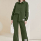 Women's Casual Plain Long Sleeve Labelled Shirts & Wide Leg Pants 2 Piece Set ZX-68# 47# Clothing Wholesale Market -LIUHUA