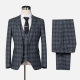 Men's Formal Lapel Plaid One Button Blazer & Waistcoat & Pants 3-piece Suit Set Gray&Blue Clothing Wholesale Market -LIUHUA